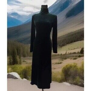 Vintage 90s Christmas Holiday Velvet Maxi Dress 8 Long Sleeve Retro Y2K